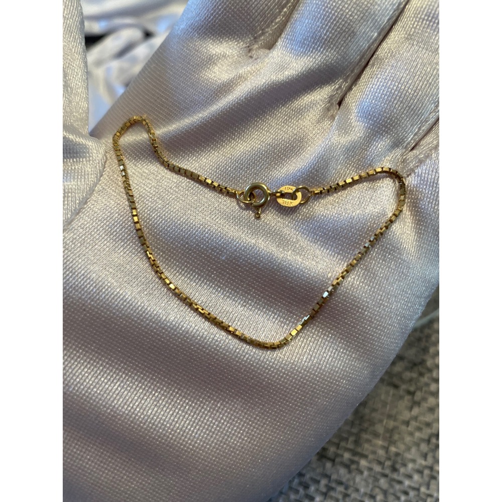 Italian 18K Yellow Gold Box Chain Bracelet 7.25 Inch 2.14g Venetian Link